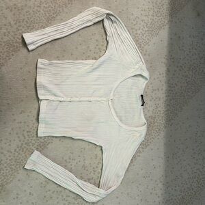 Brandy Melville white buttoned long sleeve ribbed top